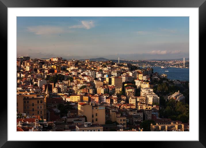 City of Istanbul at Sunset in Turkey Framed Mounted Print by Artur Bogacki