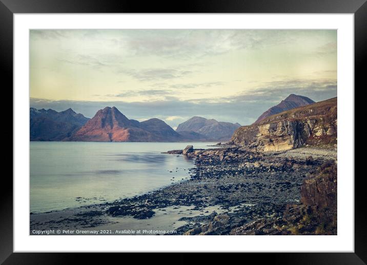 Elgol Beach On The Isle Of Skye, Scotland At Sunset Framed Mounted Print by Peter Greenway