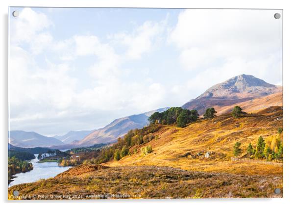 View Across The Hills & Mountains Of Glen Affric, Scottish Highlands Acrylic by Peter Greenway
