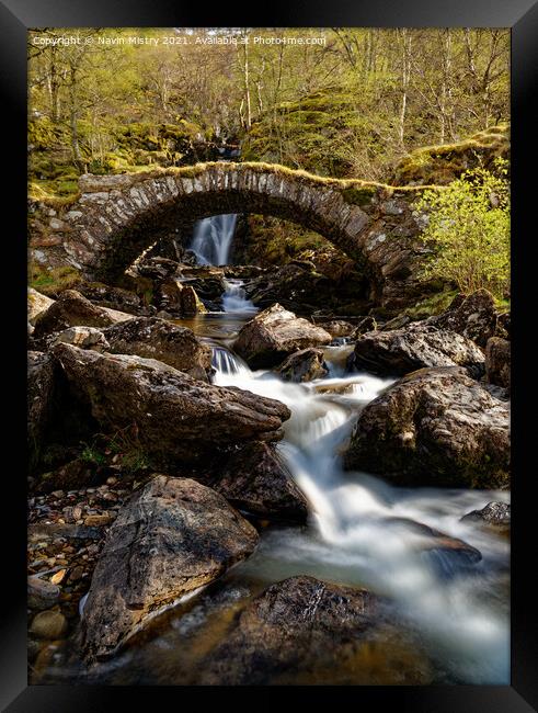 Allt da Ghob Waterfall and Roman Bridge, Glen Lyon Framed Print by Navin Mistry