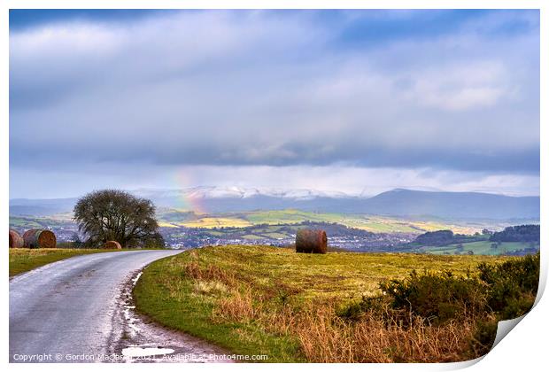 Rainbow over Brecon and the Black Mountains Print by Gordon Maclaren