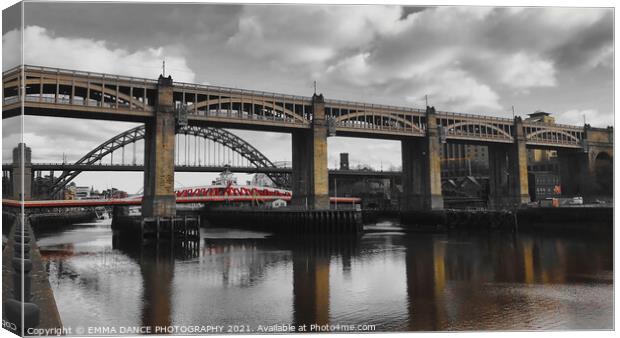 Bridges across the River Tyne Canvas Print by EMMA DANCE PHOTOGRAPHY