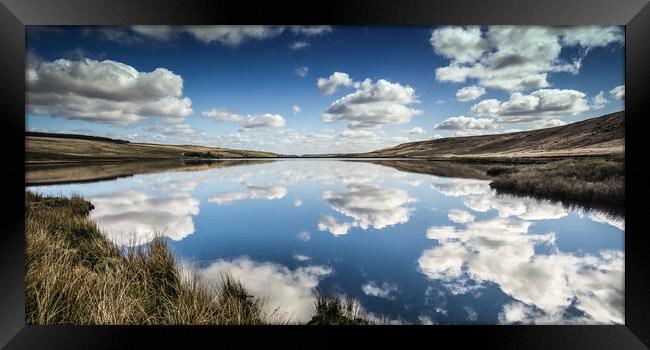 BE0014W - Withens Clough Reservoir - Wide Framed Print by Robin Cunningham