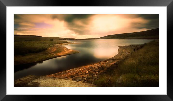 BE0013W - Withens Clough Reservoir - Wide Framed Mounted Print by Robin Cunningham