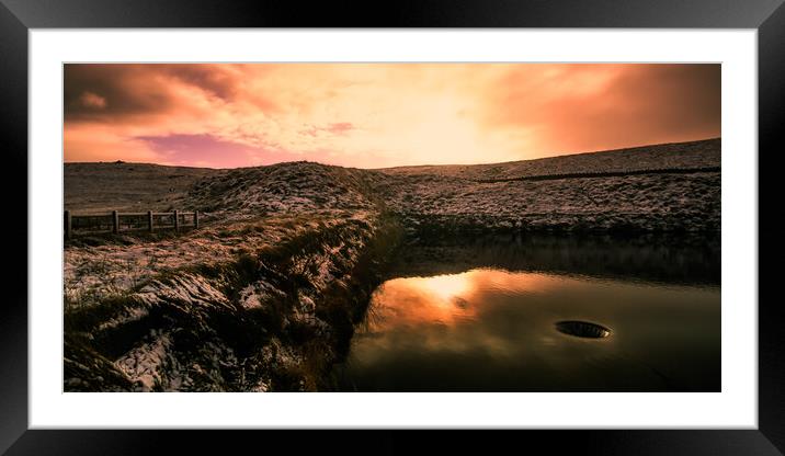 BE0022W - Withens Clough Reservoir - Wide Framed Mounted Print by Robin Cunningham