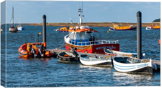 Boats moored in Wells-Next-The-Sea, North Norfolk Canvas Print by Chris Yaxley