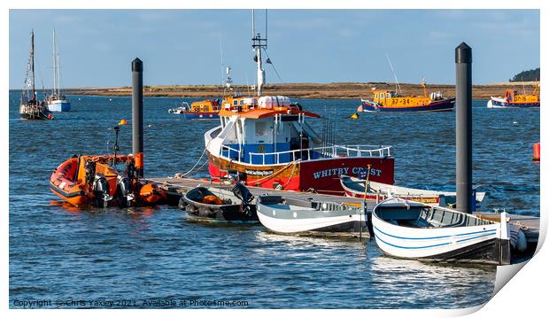Boats moored in Wells-Next-The-Sea, North Norfolk Print by Chris Yaxley