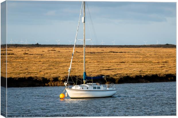 Sunny evening moored in Wells-Next-The-Sea, North Norfolk coast Canvas Print by Chris Yaxley