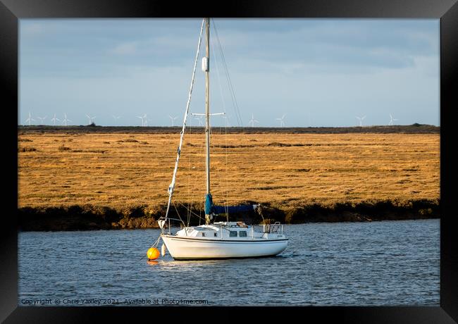 Sunny evening moored in Wells-Next-The-Sea, North Norfolk coast Framed Print by Chris Yaxley