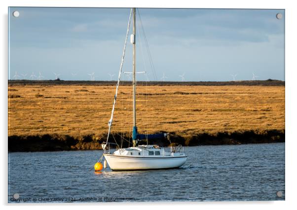 Sunny evening moored in Wells-Next-The-Sea, North Norfolk coast Acrylic by Chris Yaxley