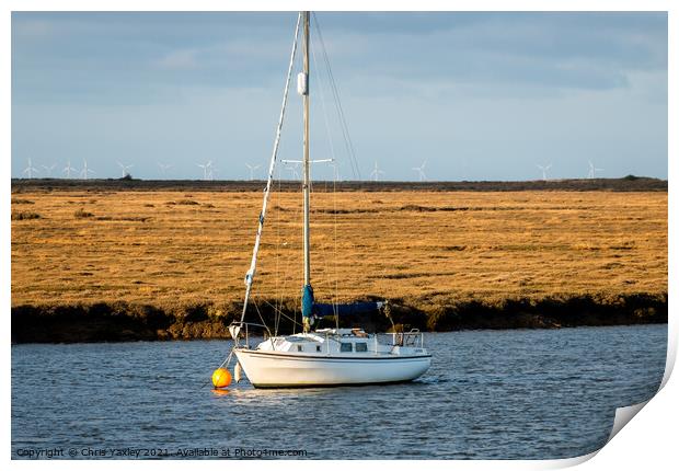 Sunny evening moored in Wells-Next-The-Sea, North Norfolk coast Print by Chris Yaxley
