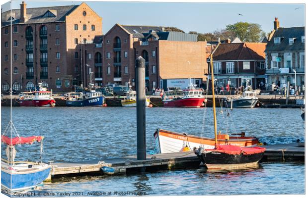 Wells-Next-The-Sea quayside on the North Norfolk coast Canvas Print by Chris Yaxley