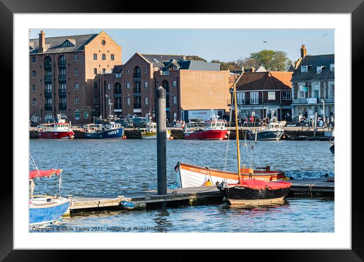Wells-Next-The-Sea quayside on the North Norfolk coast Framed Mounted Print by Chris Yaxley