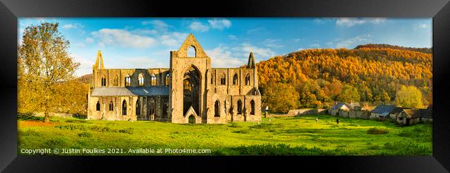 Tintern Abbey panorama, Monmouthshire, Wales Framed Print by Justin Foulkes