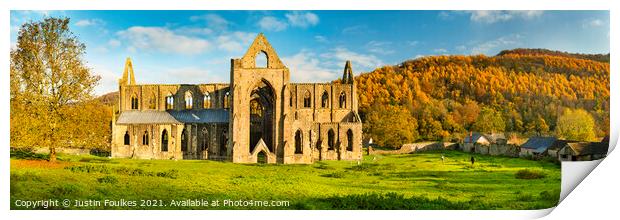 Tintern Abbey panorama, Monmouthshire, Wales Print by Justin Foulkes