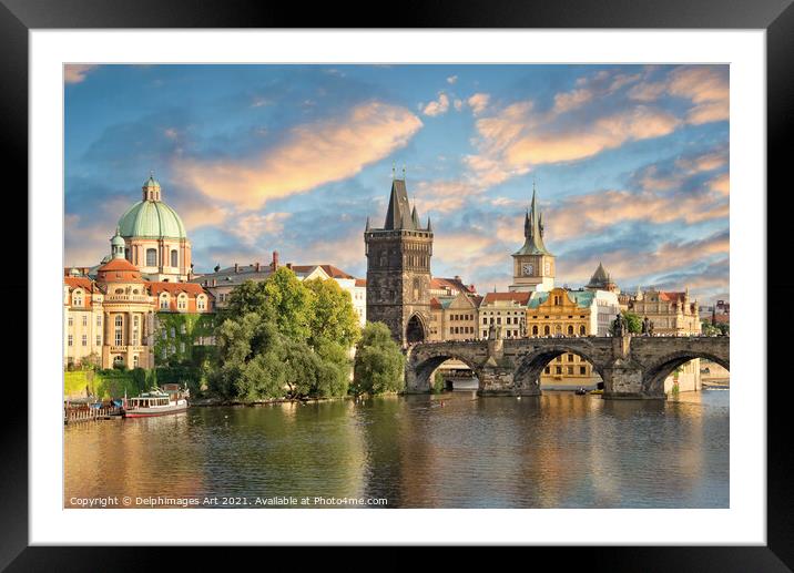 Charles bridge in Prague, Czech republic Framed Mounted Print by Delphimages Art