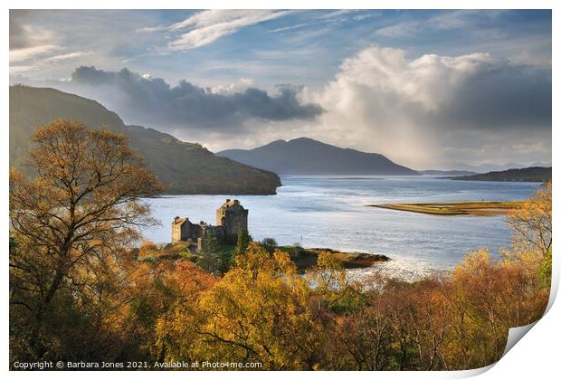Eilean Donan Castle in Autumn Loch Duich Scotland Print by Barbara Jones