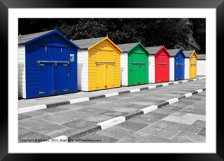 Colourful Beach Huts Framed Mounted Print by Anthony Michael 