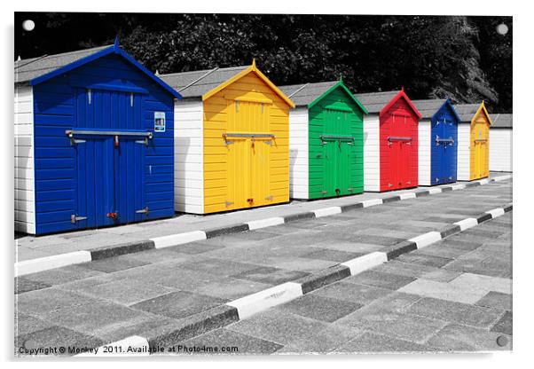 Colourful Beach Huts Acrylic by Anthony Michael 