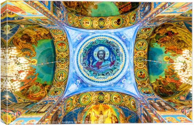 Jesus Christ in St Petersburg Church Russia Canvas Print by Delphimages Art