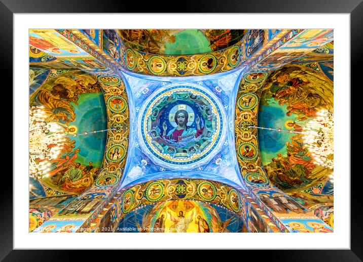 Jesus Christ in St Petersburg Church Russia Framed Mounted Print by Delphimages Art