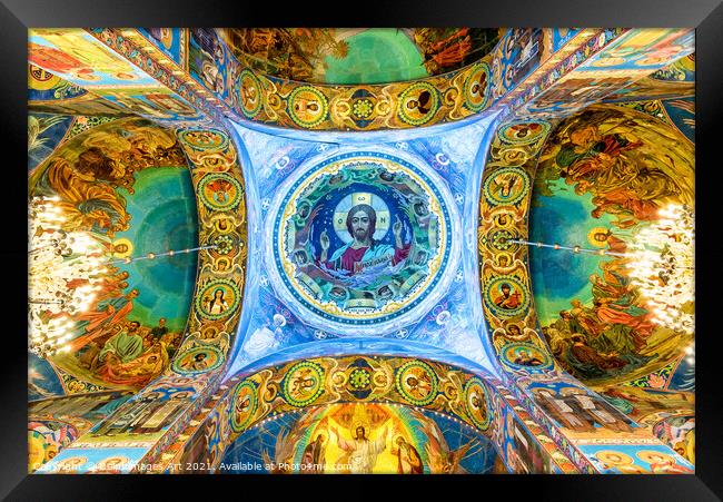 Jesus Christ in St Petersburg Church Russia Framed Print by Delphimages Art