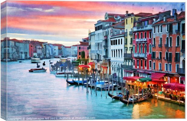 Venice, Italy. View on the Grand Canal at sunset. Canvas Print by Delphimages Art