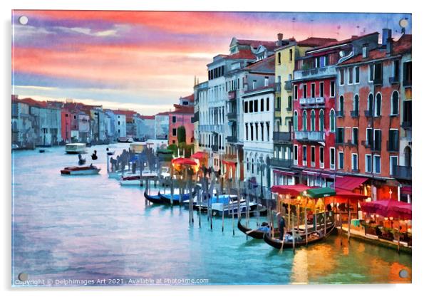 Venice, Italy. View on the Grand Canal at sunset. Acrylic by Delphimages Art