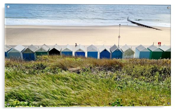 Southbourne beach huts. Bournemouth  Acrylic by Paula Palmer canvas
