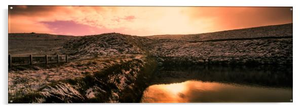 BE0022P - Withens Clough Reservoir - Panorama Acrylic by Robin Cunningham