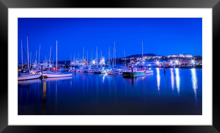 Scarborough harbour at night Framed Mounted Print by chris smith