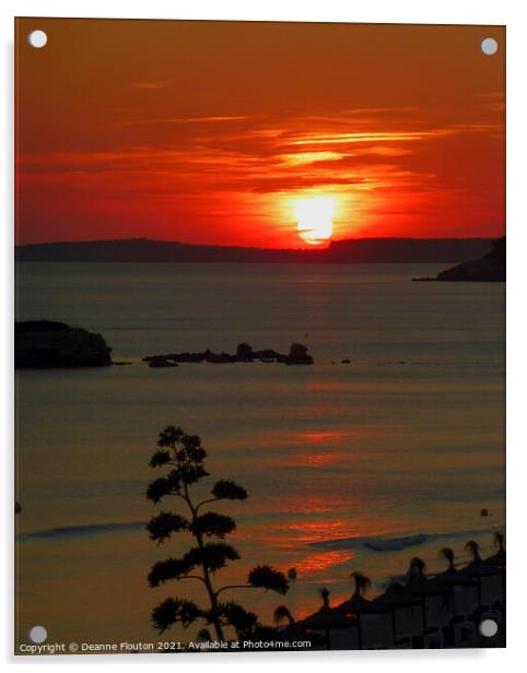 Sunset over Cala Galdana Menorca  Acrylic by Deanne Flouton