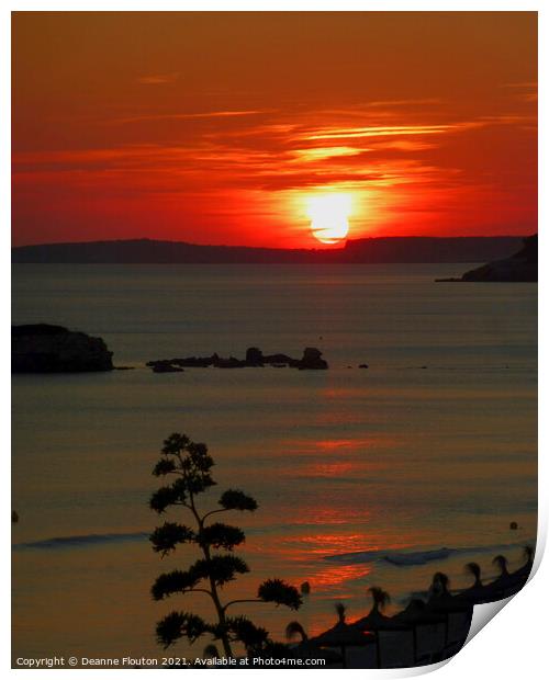 Sunset over Cala Galdana Menorca  Print by Deanne Flouton