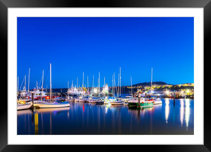 Scarborough harbour at night Framed Mounted Print by chris smith