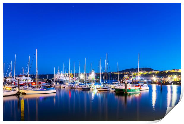 Scarborough harbour at night Print by chris smith