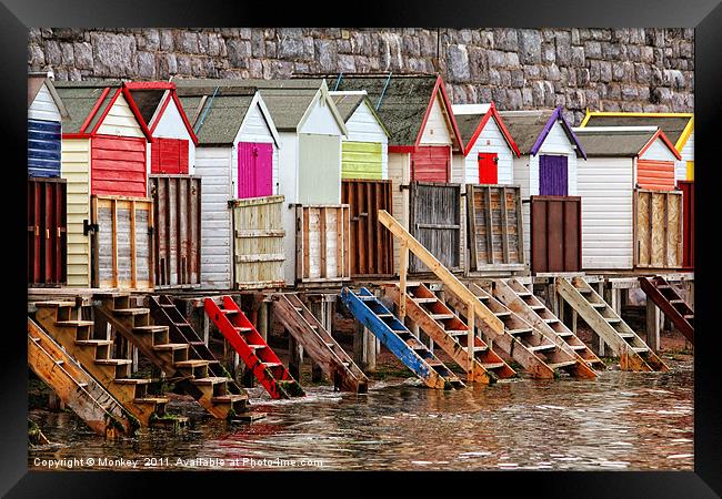 Colourful Beach Huts Framed Print by Anthony Michael 