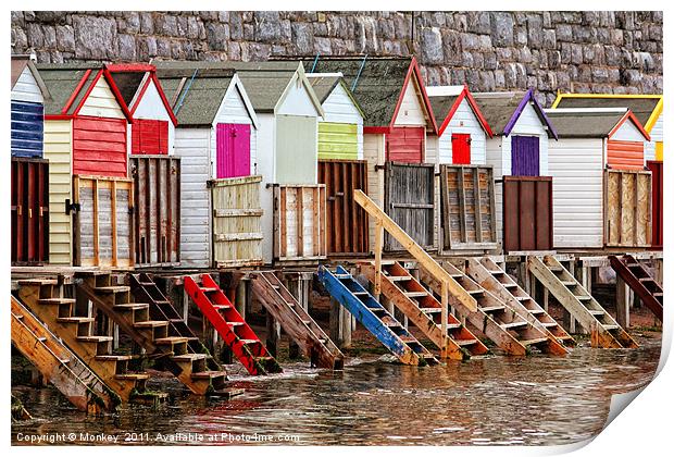 Colourful Beach Huts Print by Anthony Michael 