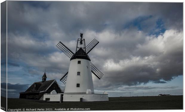 Clouds over the Lytham Windmill Canvas Print by Richard Perks