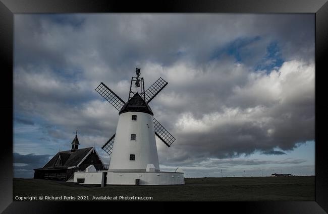 Clouds over the Lytham Windmill Framed Print by Richard Perks