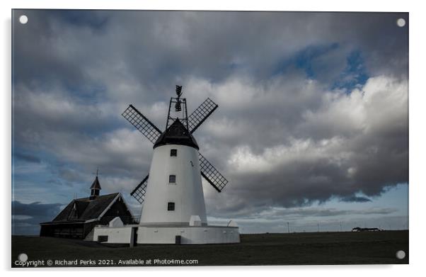 Clouds over the Lytham Windmill Acrylic by Richard Perks
