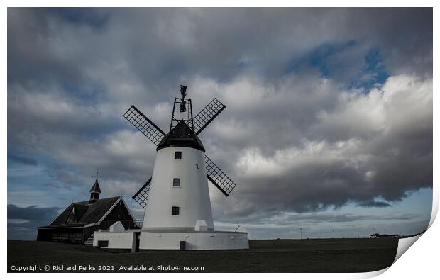 Clouds over the Lytham Windmill Print by Richard Perks