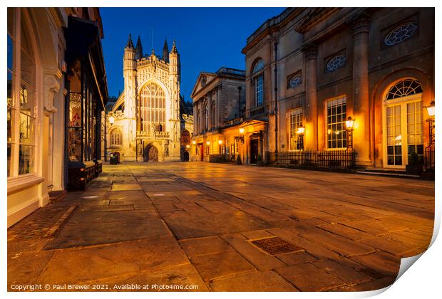 By the Pump Rooms and Bath Abbey Print by Paul Brewer