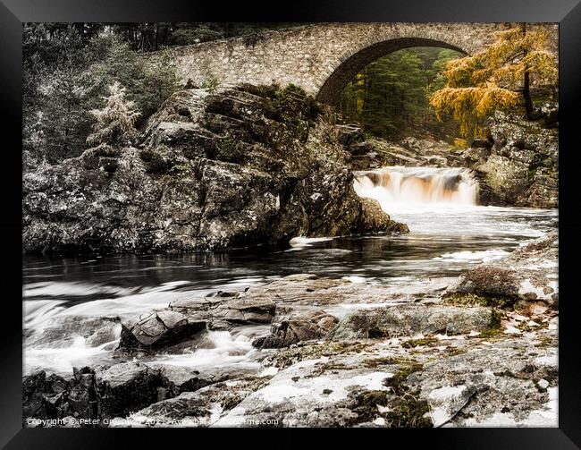 Little Garve River and Bridge, Scottish Highlands Framed Print by Peter Greenway
