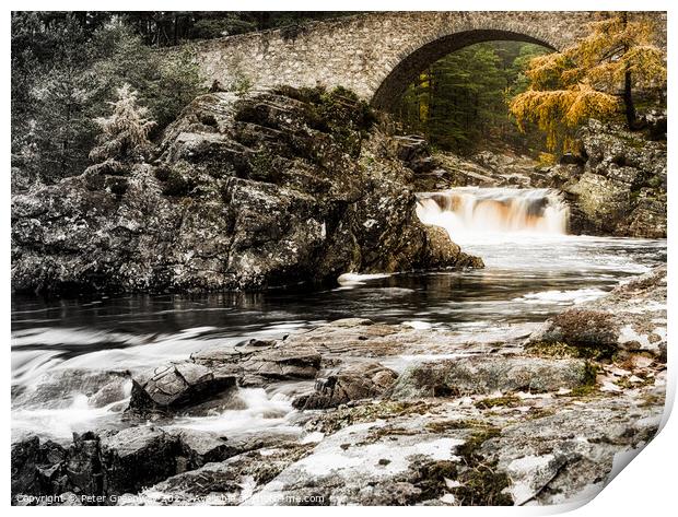 Little Garve River and Bridge, Scottish Highlands Print by Peter Greenway