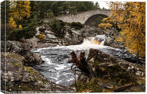 Little Garve Bridge and River, The Scottish Highla Canvas Print by Peter Greenway