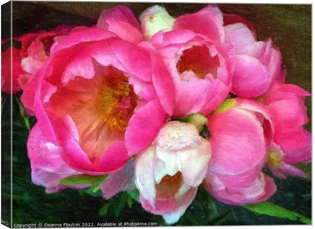 Peonies in Bloom Canvas Print by Deanne Flouton