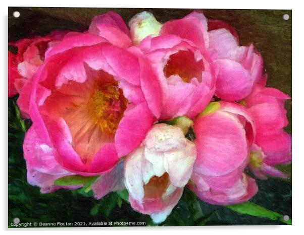 Peonies in Bloom Acrylic by Deanne Flouton