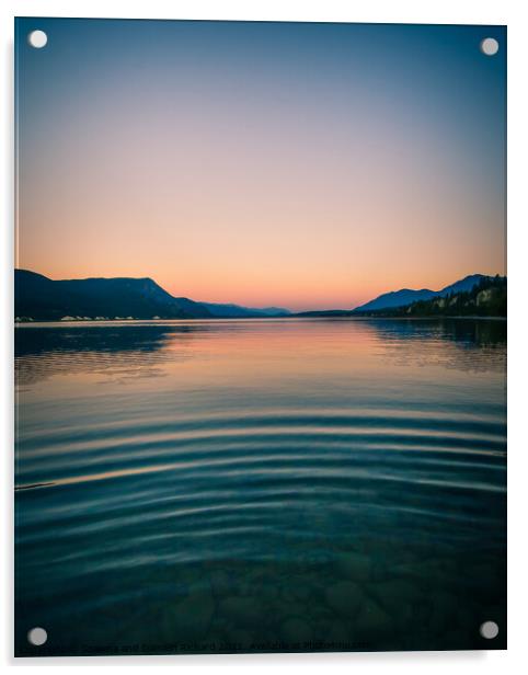 Lake Sunset Mountains Acrylic by Shawna and Damien Richard