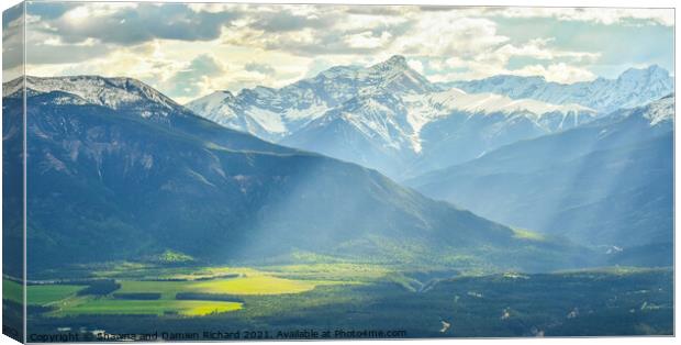 Light Rays in Mountain Valley Canvas Print by Shawna and Damien Richard