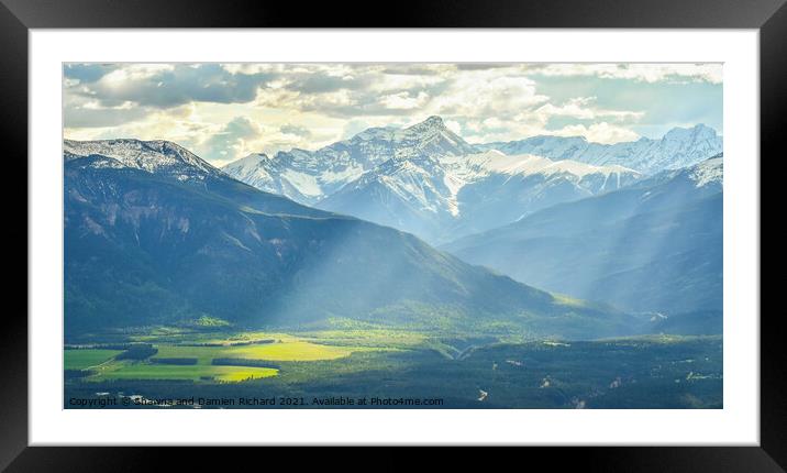 Light Rays in Mountain Valley Framed Mounted Print by Shawna and Damien Richard